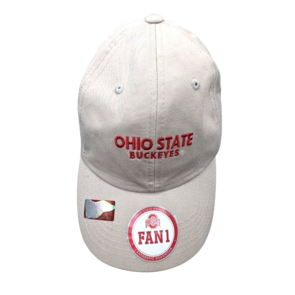 NEW Ohio State Buckeyes Beige Adjustable Baseball Cap By Fan1 - Authentic Headwe - Picture 2 of 8